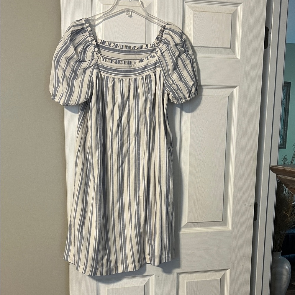 LOFT Blue and White Striped Dress